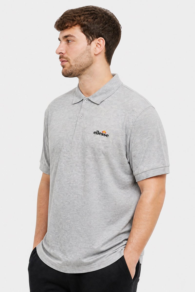 Ellesse Men Regular Fit Solid Short Sleeve Polo Shirt, Grey - Image 3