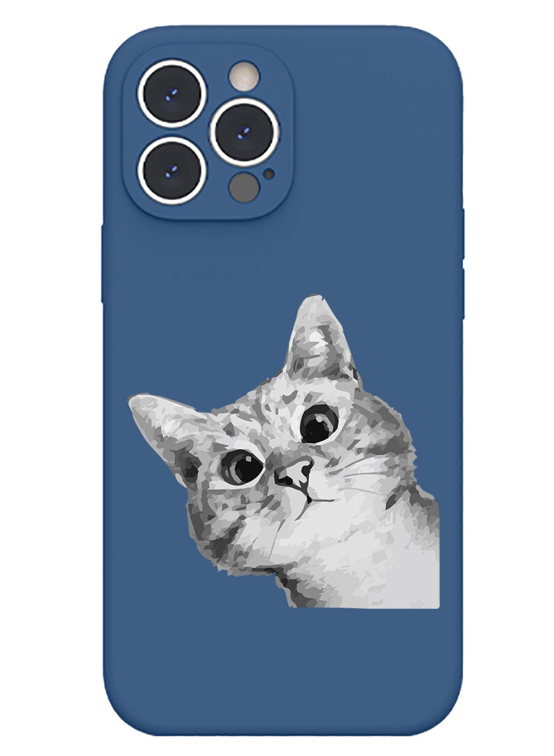 Theodor Protective Slim Fit Case Liquid Silicone Cover with Full Body Protection Anti-Scratch Shockproof Case For iPhone 13 Pro Max Blue  - Cat pumpkin Halloween-01 - Image 1