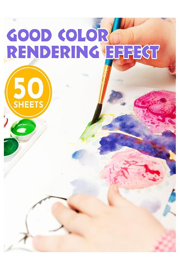 50 Sheets Watercolor Paper Bulk, 6 Sizes 9" x 12",8" x 10",8" x 8" etc.(300 GSM), White Water Color Paper for Watercolorist Beginning Artists Adults Drawing Craft - Image 3