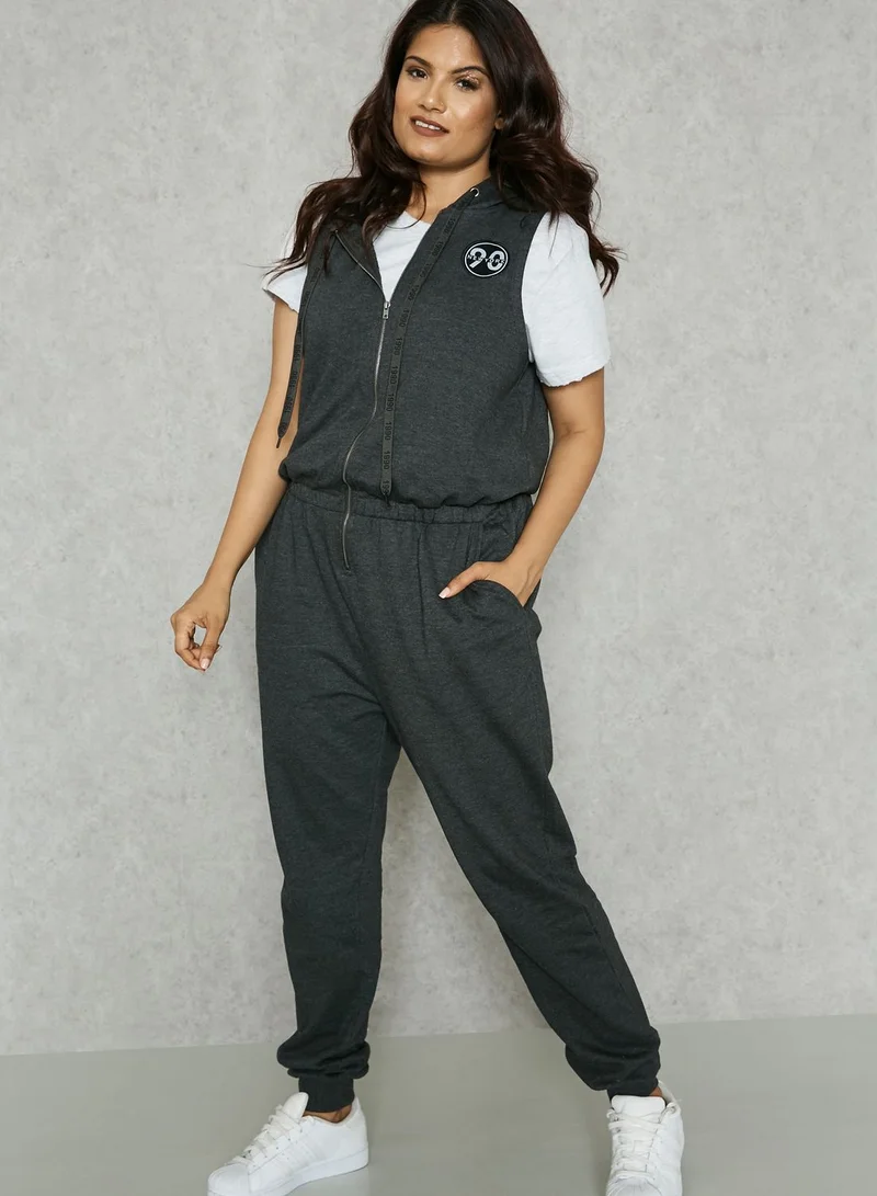 Forever 21 Plus CURVE Hooded Patch Jumpsuit