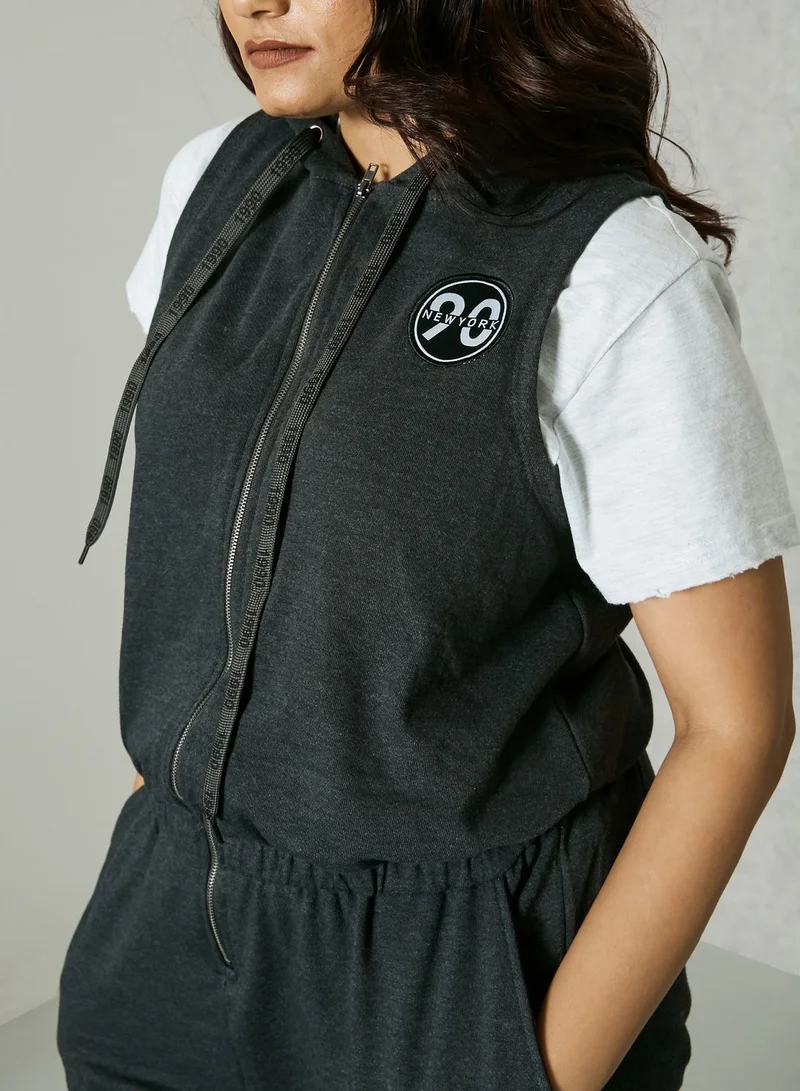 Forever 21 Plus CURVE Hooded Patch Jumpsuit