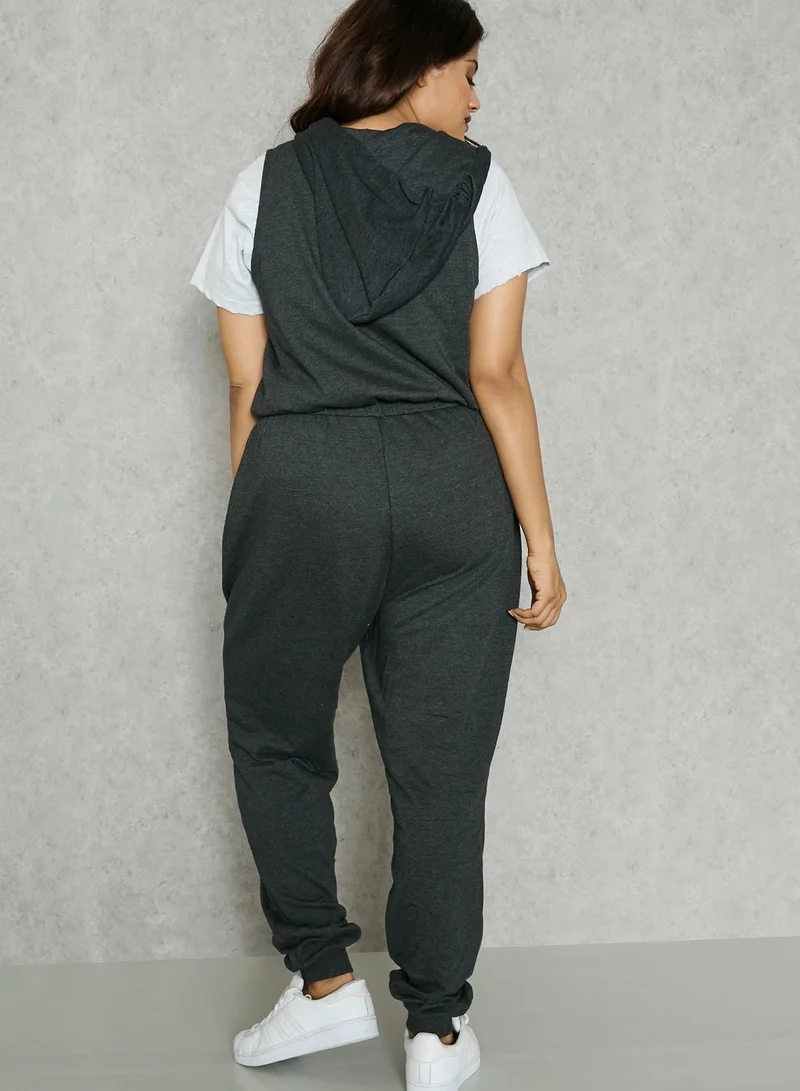 Forever 21 Plus CURVE Hooded Patch Jumpsuit