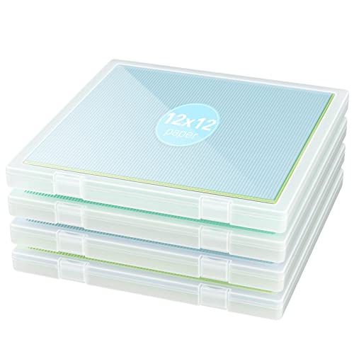 Denkee 12 x 12 Paper Storage, 4 Pack Scrapbook Paper Organizer Storage, Craft Organizers Box, Portable Storage Containers for Board Game, Craft, Art Supplies - Image 1