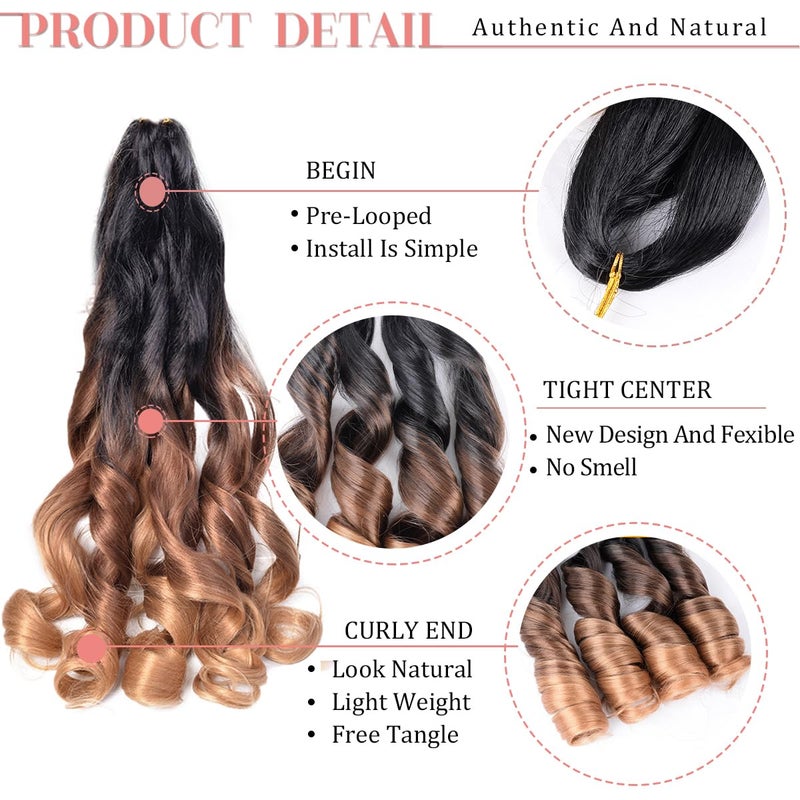 Luoyudu French Curly Braiding Hair Extensions,#C14 Loose Wavy Braiding Hair Pre Stretched 8pack 24inch 75g/pack Synthetic French Curl Crochet Hair Extensions(C14,8Pack) - Image 3