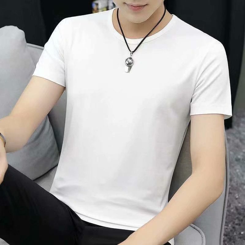 Short-sleeved T-shirt mens suit summer thin waffle suit matching clothes mens handsome sports casual two-piece suit Thin White short T 