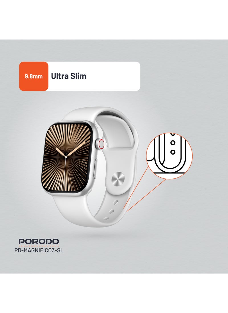 porodo - Magnifico 3 Smart Watch 2" HD with Silver Dial & Dual Straps / Calling / 128Mb Flash Memory / Up to 5 Days Working Time / V5.3 Bluetooth / Activity Tracker / Health Monitoring / HD Display / Ultra Slim - Silver - Image 1