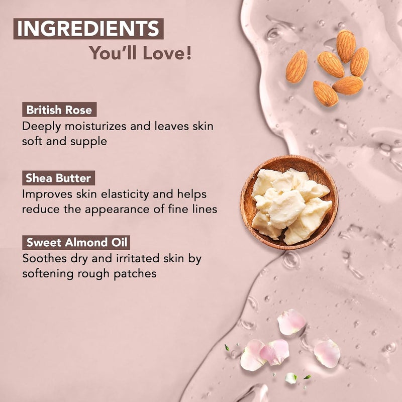 Botanic Hearth British Rose  Almond Body Wash with Shea Butter  Moisturizing Body Wash Shower Gel for Softer Smoother Skin  Sulfate  Paraben Free  for Women  Men  245ml - Image 5