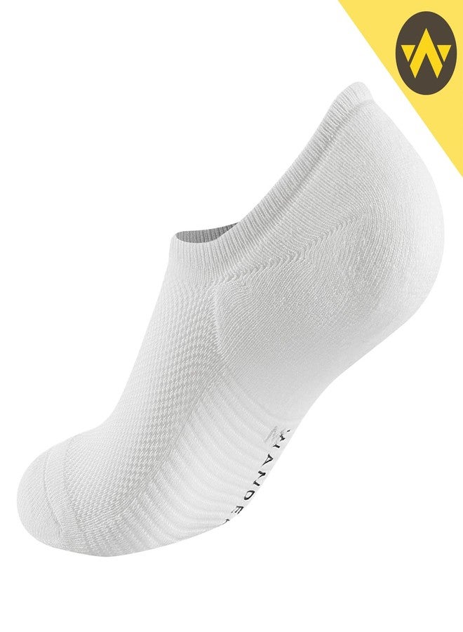 واندر جوارب WANDER النسائية القصيرة غير الظاهرة، جوارب قطنية سميكة مبطنة، جوارب غير قابلة للانزلاق وغير مرئية، 6 أزواج (مقاس متوسط، أبيض) - Image 3