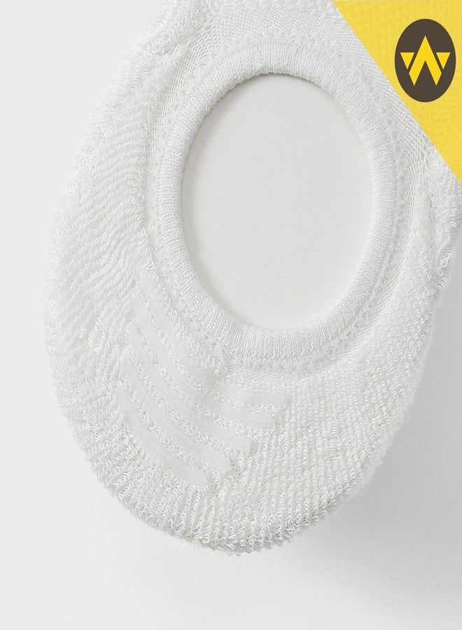 واندر جوارب WANDER النسائية القصيرة غير الظاهرة، جوارب قطنية سميكة مبطنة، جوارب غير قابلة للانزلاق وغير مرئية، 6 أزواج (مقاس متوسط، أبيض) - Image 5