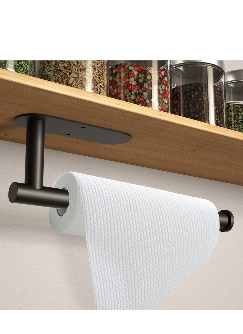 MIXDE Paper Towel Holders,Paper Towels Rolls - for Kitchen,Paper Towels Bulk- Self-Adhesive Under Cabinet,Both Available in Adhesive and Screws,Stainless Steel (Black, 2 pack)  - Image 2
