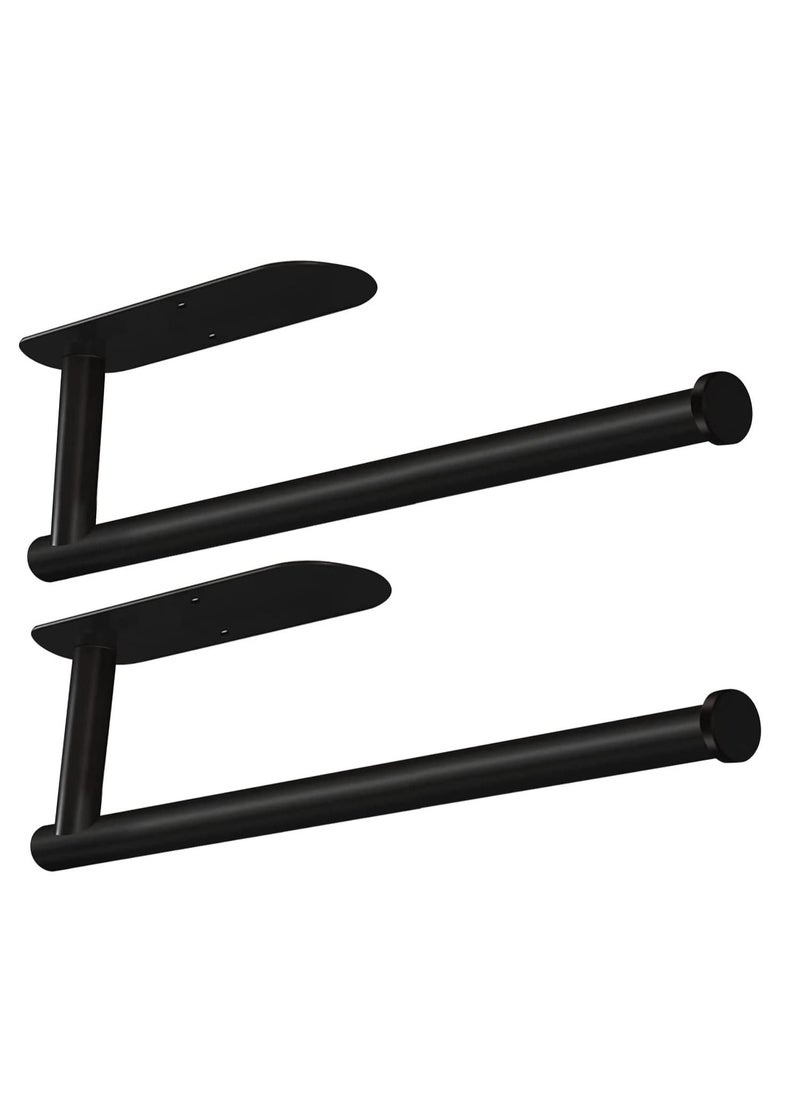 MIXDE Paper Towel Holders,Paper Towels Rolls - for Kitchen,Paper Towels Bulk- Self-Adhesive Under Cabinet,Both Available in Adhesive and Screws,Stainless Steel (Black, 2 pack)  - Image 1
