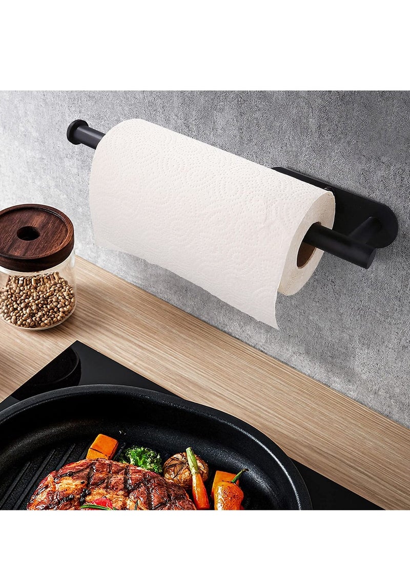 MIXDE Paper Towel Holders,Paper Towels Rolls - for Kitchen,Paper Towels Bulk- Self-Adhesive Under Cabinet,Both Available in Adhesive and Screws,Stainless Steel (Black, 2 pack)  - Image 5