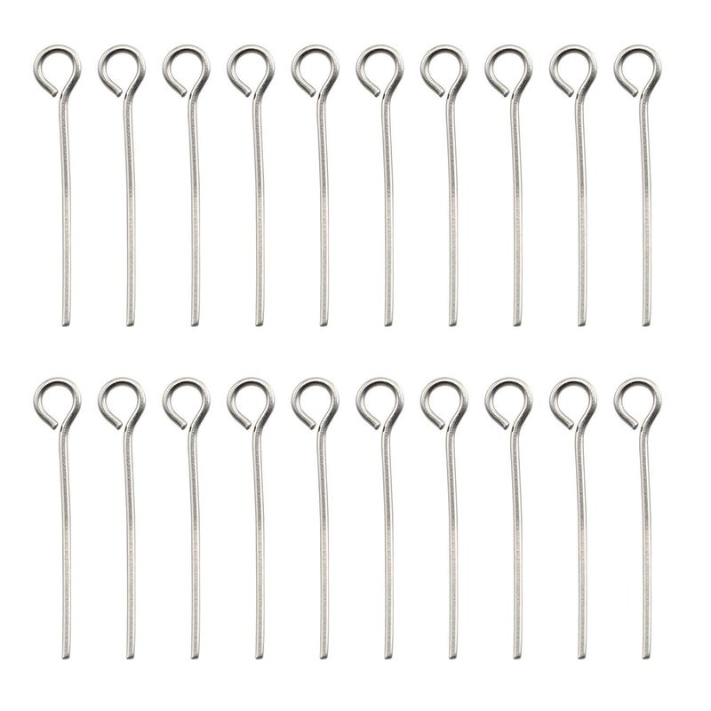 دبابيس عين تيغ 200 قطعة 08 بوصة 20 مم من الفولاذ المقاوم للصدأ 304 لصنع المجوهرات والقلائد