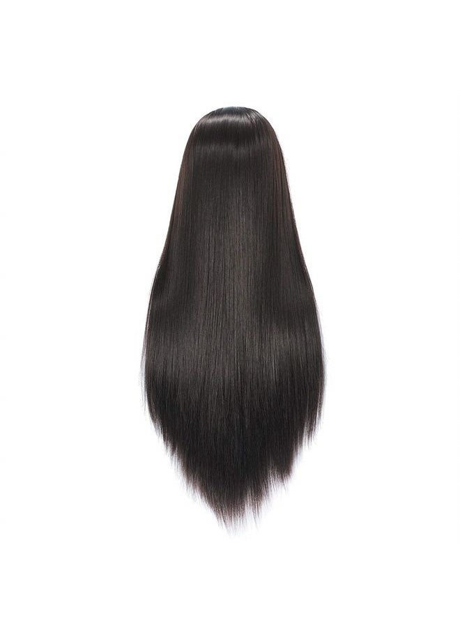 Hairingrid - 26"-28" Mannequin Head Hair Styling Training Head Manikin Cosmetology Doll Head Synthetic Fiber Hair and Free Clamp Holder (Black) - Image 1