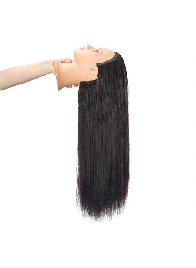 Hairingrid - 26"-28" Mannequin Head Hair Styling Training Head Manikin Cosmetology Doll Head Synthetic Fiber Hair and Free Clamp Holder (Black) - Image 1