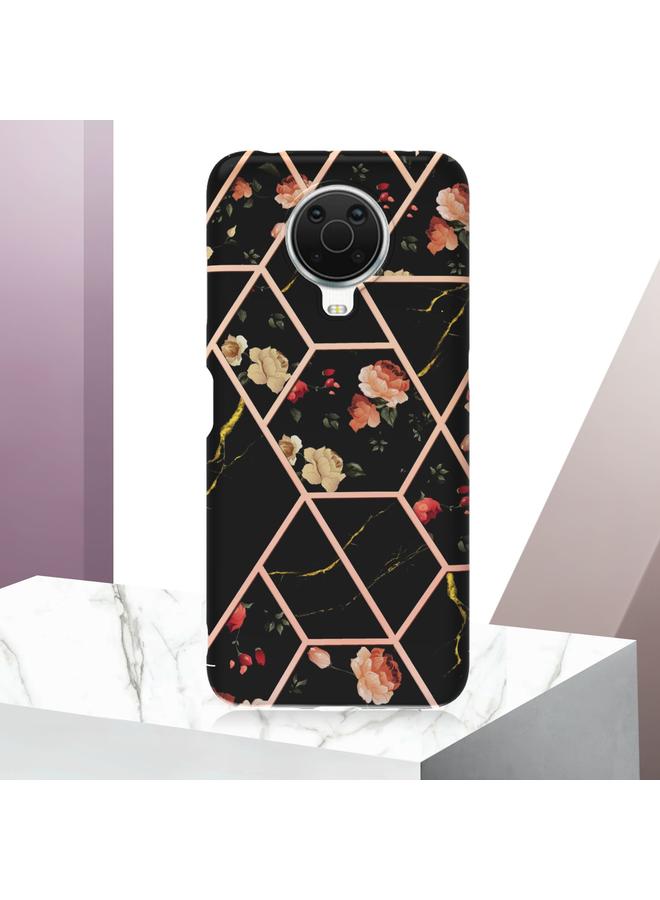 اس-توب جراب لهاتف Nokia G10 / G20 مصنوع من مادة TPU المقاومة للصدمات بتصميم زهور رخامية مطلية بالكهرباء - Image 2