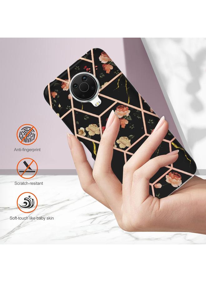 اس-توب جراب لهاتف Nokia G10 / G20 مصنوع من مادة TPU المقاومة للصدمات بتصميم زهور رخامية مطلية بالكهرباء - Image 5