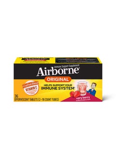 Airborne Airborne 1000mg Vitamin C with Zinc Effervescent Tablets, Immune Support Supplement with Powerful Antioxidants Vitamins A C & E - 36 Fizzy Drink Tablets, Very Berry Flavor  - Image 1