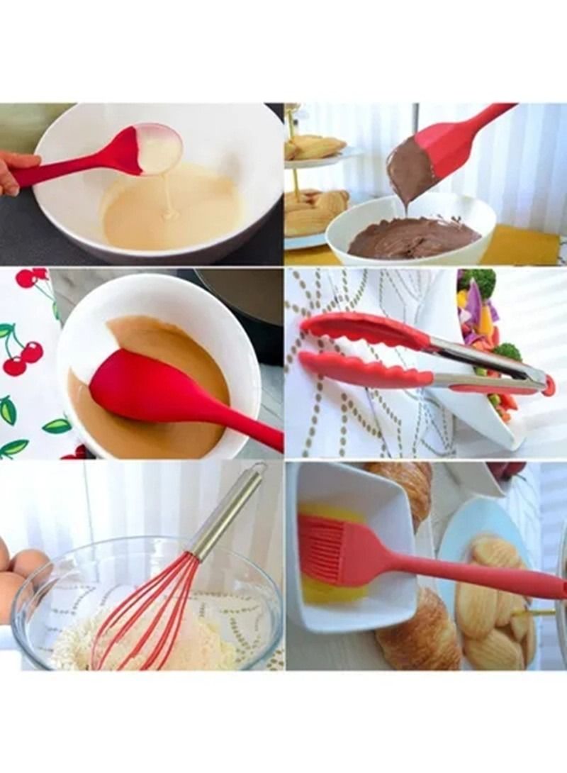 10-Piece Cooking Utensils Red - Image 3