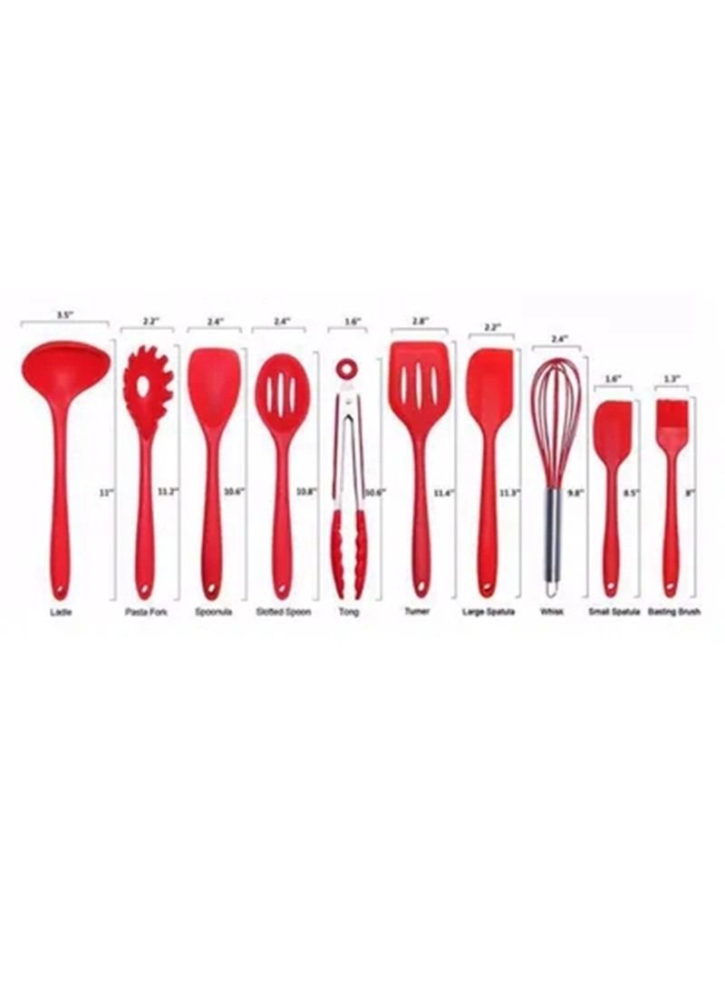10-Piece Cooking Utensils Red - Image 2