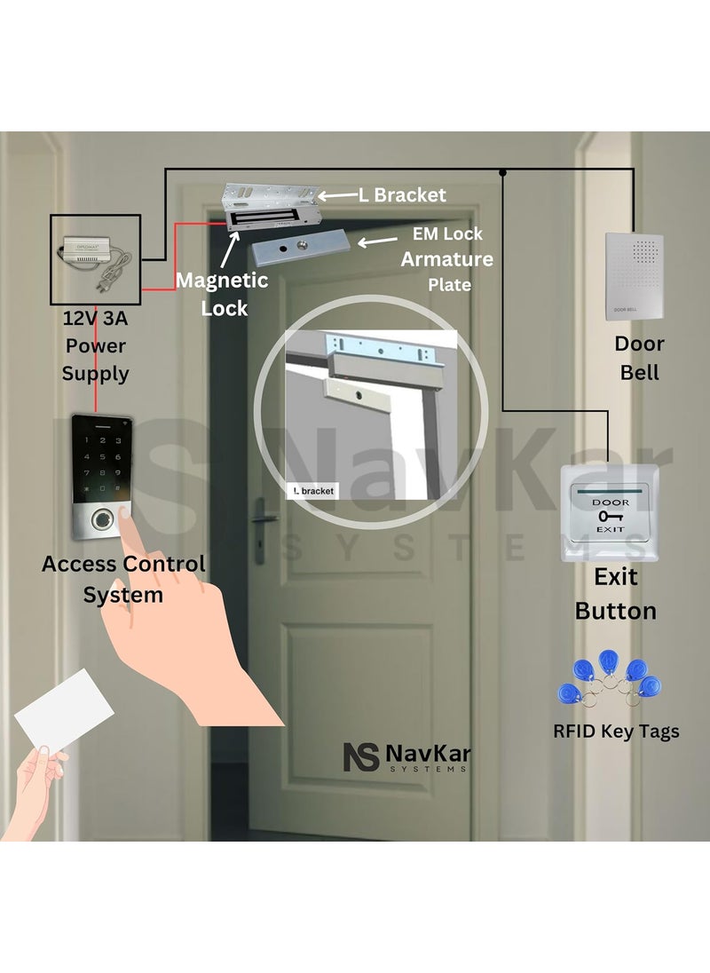 NAVKAR SYSTEMS NAVKAR SYSTEMS Weatherproof Biometric Card Access Control Electromagnetic Lock with WiFi Receiver  - Image 5