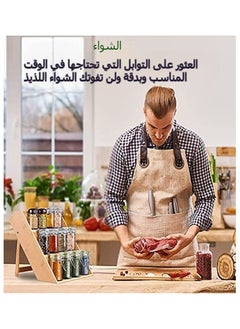 اكسيسن رف توابل ومنظم توابل من الخيزران مكون من 3 طبقات، منظم برطمانات توابل خشبية متدرجة للتوابل قائمة بذاتها لأدراج الخزانة وسطح العمل  - Image 2