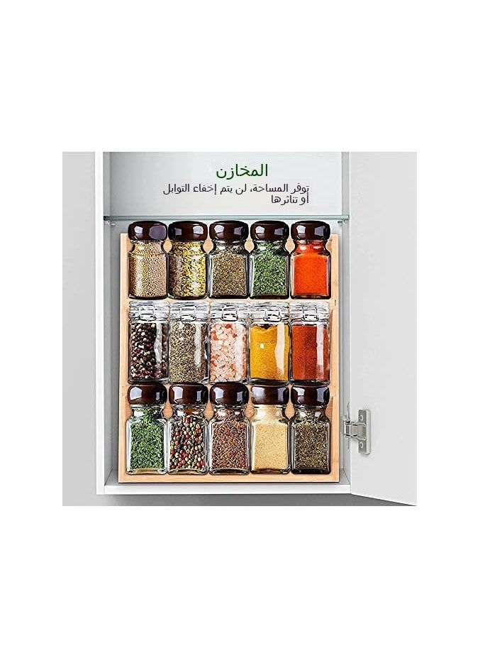 XICEN 3 Tier Bamboo Spice Rack and Organizer, Seasoning Spice Jar Organizer,Tiered Wooden Spice Racks Free Standing for Cabinet Drawers and Countertop  - Image 4