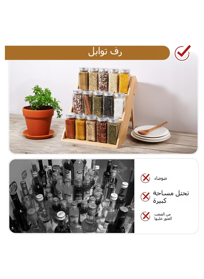 XICEN 3 Tier Bamboo Spice Rack and Organizer, Seasoning Spice Jar Organizer,Tiered Wooden Spice Racks Free Standing for Cabinet Drawers and Countertop  - Image 5