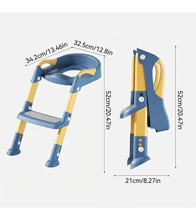 مقعد تدريب الأطفال على استخدام الحمام باللون الرمادي من مادة PVC م cushion متعدد الوظائف قابل للطي وسلّم مساعد للأولاد والبنات - Image 2