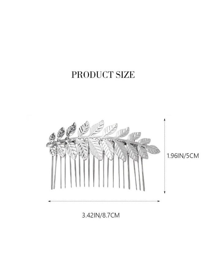 Latious - Leaf Bride Wedding Hair Comb Silver Bridal Side Comb Simple Hair Piece Hair Accessories for Women and Girls (Silver) - Image 1