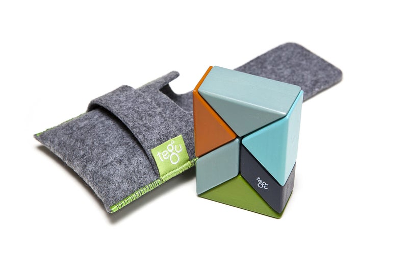 Tegu 6 Piece Tegu Pocket Pouch Prism Magnetic Wooden Block Set, Nelson - Image 1
