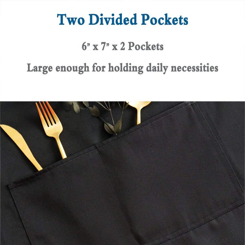 Priti - Apron Waterproof Adjustable Neck for Women Man Unisex with 2 Pockets Kitchen Cooking 27 x 29 inches, Black - Image 3
