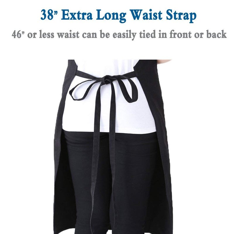 Priti - Apron Waterproof Adjustable Neck for Women Man Unisex with 2 Pockets Kitchen Cooking 27 x 29 inches, Black - Image 5