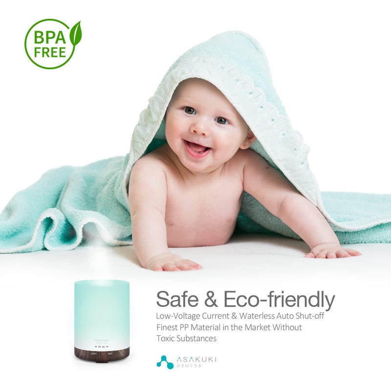 ASAKUKI 300ML Essential Oil Diffuser, Quiet 5-in-1 Premium Humidifier, Natural Home Fragrance Aroma Diffuser with 7 LED Color Changing Light and Auto-Off Safety Switch-Dark Brown - Image 3