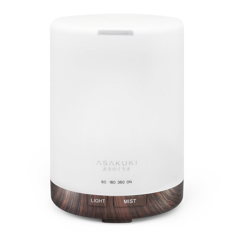 ASAKUKI 300ML Essential Oil Diffuser, Quiet 5-in-1 Premium Humidifier, Natural Home Fragrance Aroma Diffuser with 7 LED Color Changing Light and Auto-Off Safety Switch-Dark Brown - Image 1