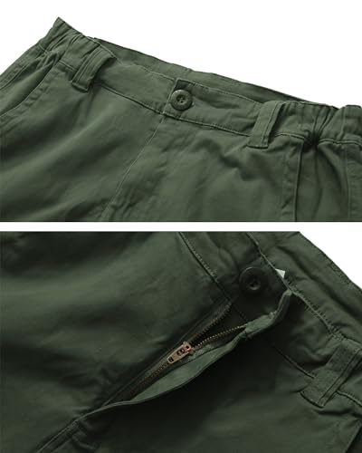 AKARMY Men's Camo Cargo Shorts Outdoor Multi-Pocket Cotton Casual Shorts with No Belt 8062# Army Green 36 - Image 3