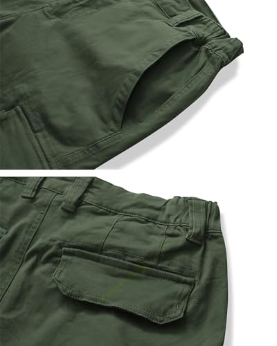 AKARMY Men's Camo Cargo Shorts Outdoor Multi-Pocket Cotton Casual Shorts with No Belt 8062# Army Green 36 - Image 4
