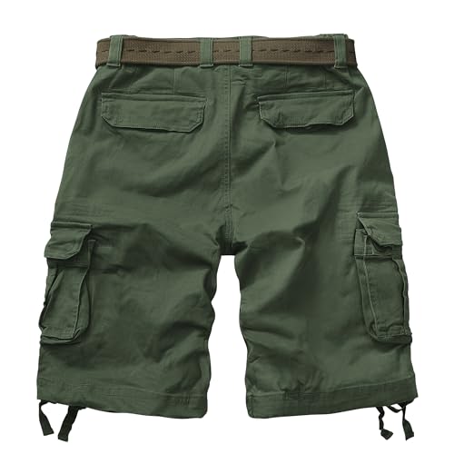 AKARMY Men's Camo Cargo Shorts Outdoor Multi-Pocket Cotton Casual Shorts with No Belt 8062# Army Green 36 - Image 2