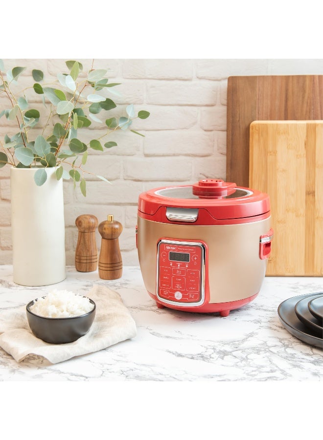 Aroma طباخ أرز بلمسة باردة مع غطاء زجاجي، بخار طعام، طباخ بطيء، طباخ متعدد الوظائف مع 11 وظيفة مسبقة، صينية بخار، كوب قياس، ملعقة أرز، 20 كوب (مطبوخ) - Image 5