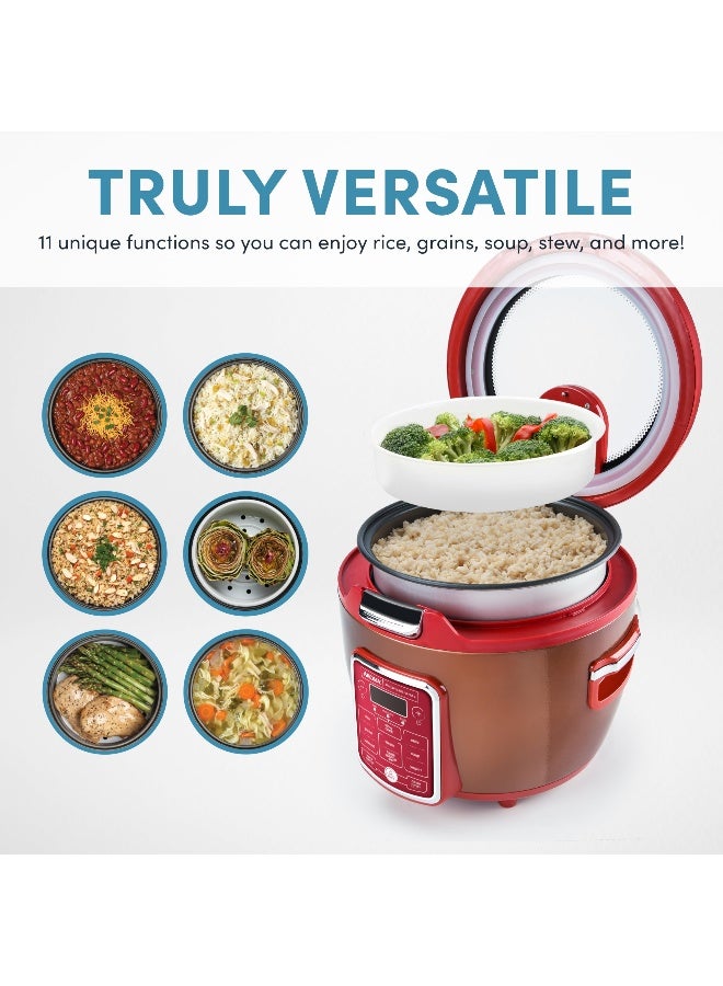 Aroma طباخ أرز بلمسة باردة مع غطاء زجاجي، بخار طعام، طباخ بطيء، طباخ متعدد الوظائف مع 11 وظيفة مسبقة، صينية بخار، كوب قياس، ملعقة أرز، 20 كوب (مطبوخ) - Image 2
