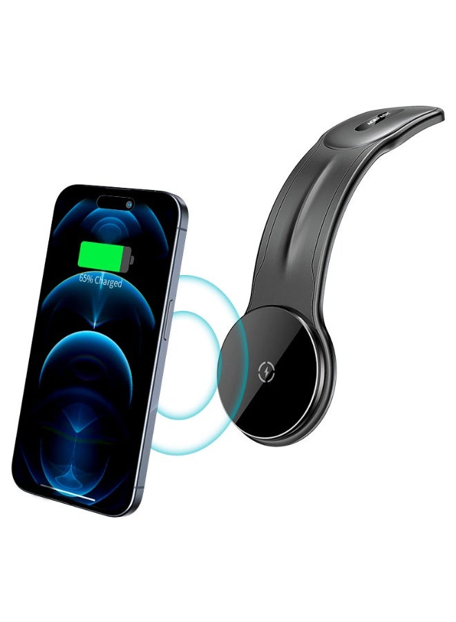 ACEFAST Fast Wireless Charger Magnetic Car Holder D21, Strong Rounded Magnets, Hook & Loop Fastener, Mount: Dashboard, Widely Compatible - Black - Image 2