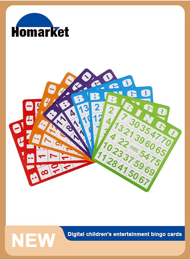 HomarKet - 100 Bingo Cards, Bingo Set, 5 Mixed Colors Bingo Paper Game Cards, Kids Party Card Game, School Classroom Game, Family Reunion Event - Image 1