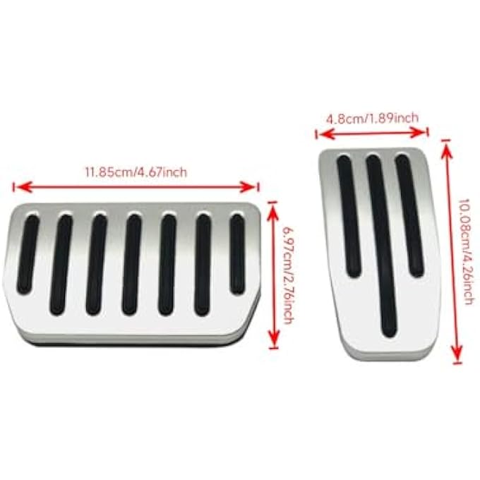 2pc-Set Track Design Silver Aluminum Foot Pedal Covers Compatible with 2012-2021 Tesla Model S and 2015-2021 Tesla Model X - Image 2