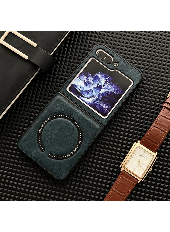 S-TOP Case For Samsung Galaxy Z Flip5 Crazy Horse Texture Magnetic Magsafe PU Phone Case - Image 3
