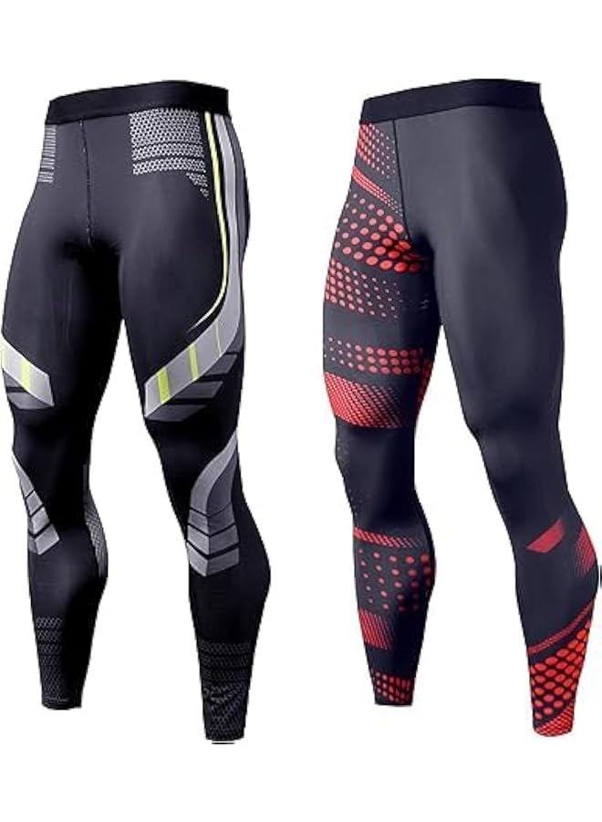 KASTWAVE Compression Pants For Men Uv Blocking Running Tights 2 Pcs Gym Yoga Leggings For Athletic Workout (L)