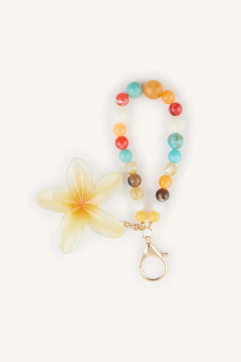 Woman Beaded Flower Keychain