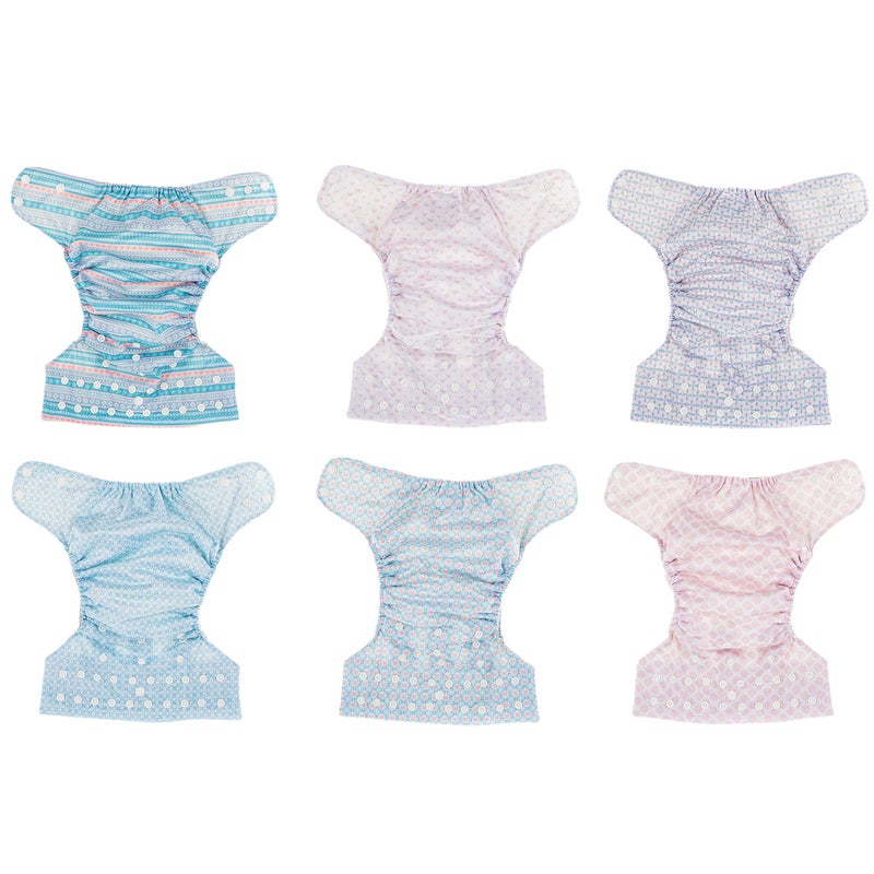 Simple Being Reusable Cloth Diapers, Double Gusset, One Size Adjustable, Washable Soft Absorbent, Waterproof Cover, Eco-Friendly Unisex Baby Girl Boy, six 4-Layers Microfiber Inserts (Stripes) - Image 4