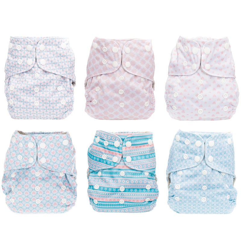 Simple Being Reusable Cloth Diapers, Double Gusset, One Size Adjustable, Washable Soft Absorbent, Waterproof Cover, Eco-Friendly Unisex Baby Girl Boy, six 4-Layers Microfiber Inserts (Stripes) - Image 3