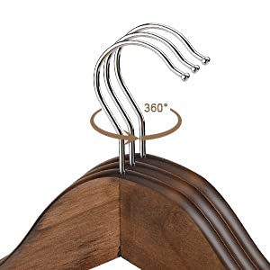 Evolluxi Lotus Wooden Hangers, Solid Wood Shirt Hangers,Dress Coat Jacket Clothes Hangers,with Extra Smooth Finish, 360 Degree Swivel Hook(Retro) (Walnut, 6) - Image 5