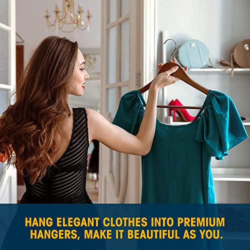 Evolluxi Lotus Wooden Hangers, Solid Wood Shirt Hangers,Dress Coat Jacket Clothes Hangers,with Extra Smooth Finish, 360 Degree Swivel Hook(Retro) (Walnut, 6) - Image 3